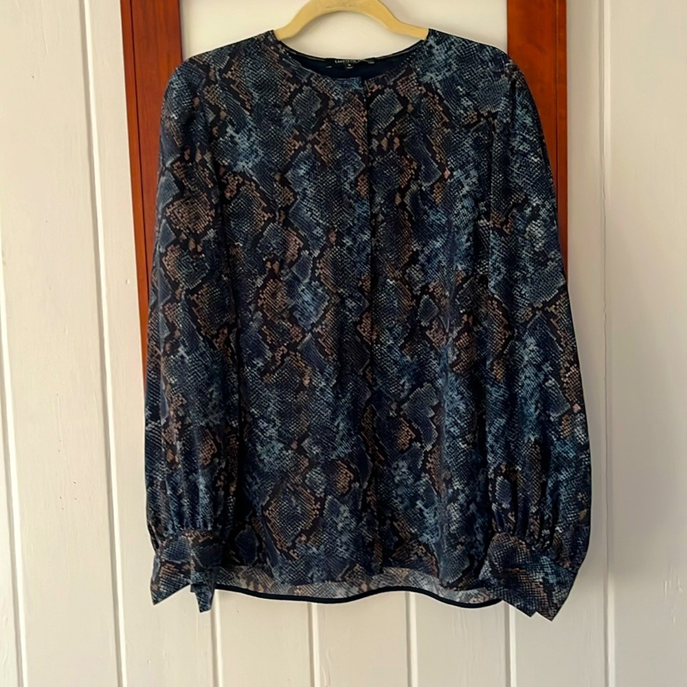 Lafayette 148 New York Silk Serpent Print Blouse NWOT M